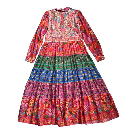 Farm Rio Mixed Boarder Print Button Front Maxi Dress Multicolor Size Large - Picture 4 of 12